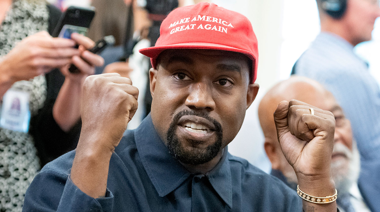 Kanye West makes a statement to the media as he meets with United States President Donald J. Trump and Jim Brown in the Oval Office of the White House in Washington, DC on Thursday, October 11, 2018.
Credit: Ron Sachs / CNP | usage worldwide